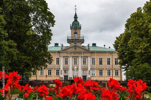PORI / FINLAND - AUGUST 2015: Historical Town hall building in the centre of old Pori town, Finland photo