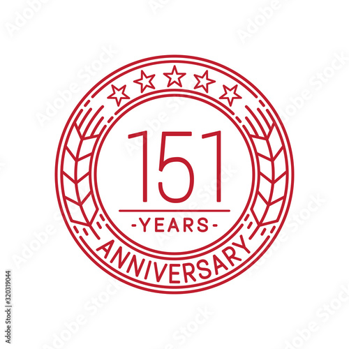 151 years anniversary celebration logo template. Line art vector and illustration.