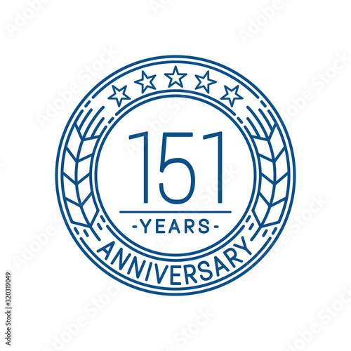151 years anniversary celebration logo template. Line art vector and illustration.