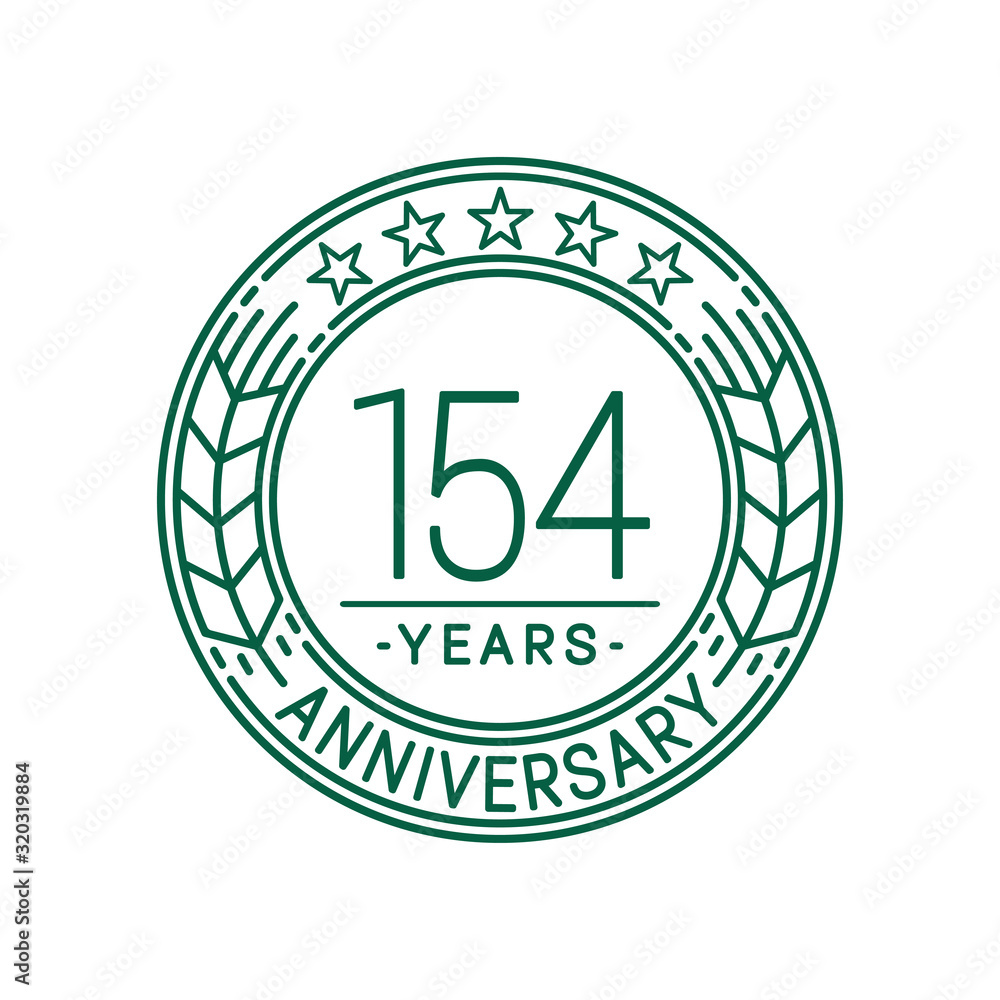 154 years anniversary celebration logo template. Line art vector and illustration.