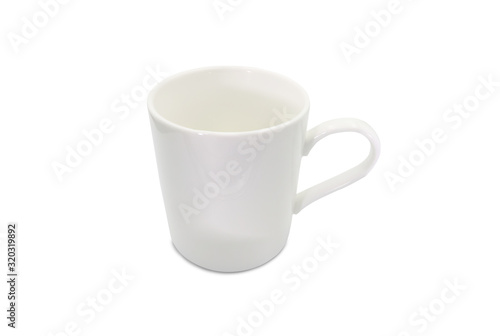 White ceramic mug isolated on white background with clipping path.