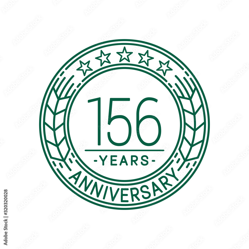 156 years anniversary celebration logo template. Line art vector and illustration.