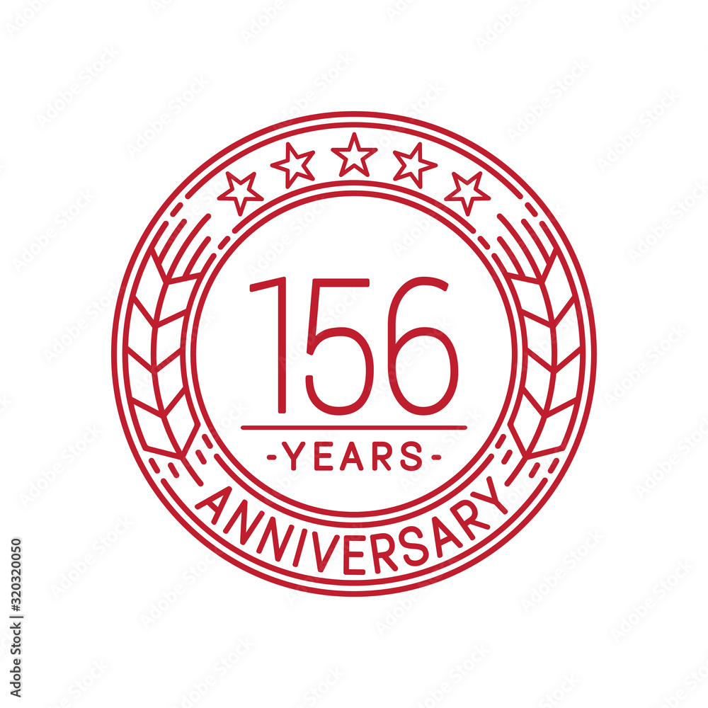 156 years anniversary celebration logo template. Line art vector and illustration. 156 years anniversary celebration logo template. Line art vector and illustration.