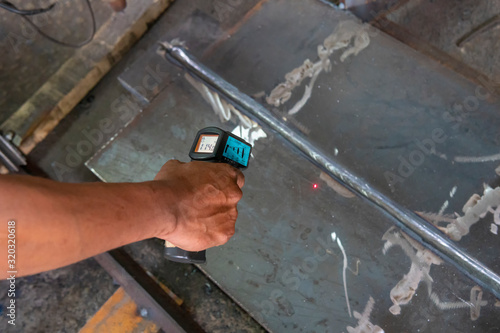 Measure interpass temperature on heat affected zone (HAZ) with Infrared Thermometer in process pre-qualification record(PQR).