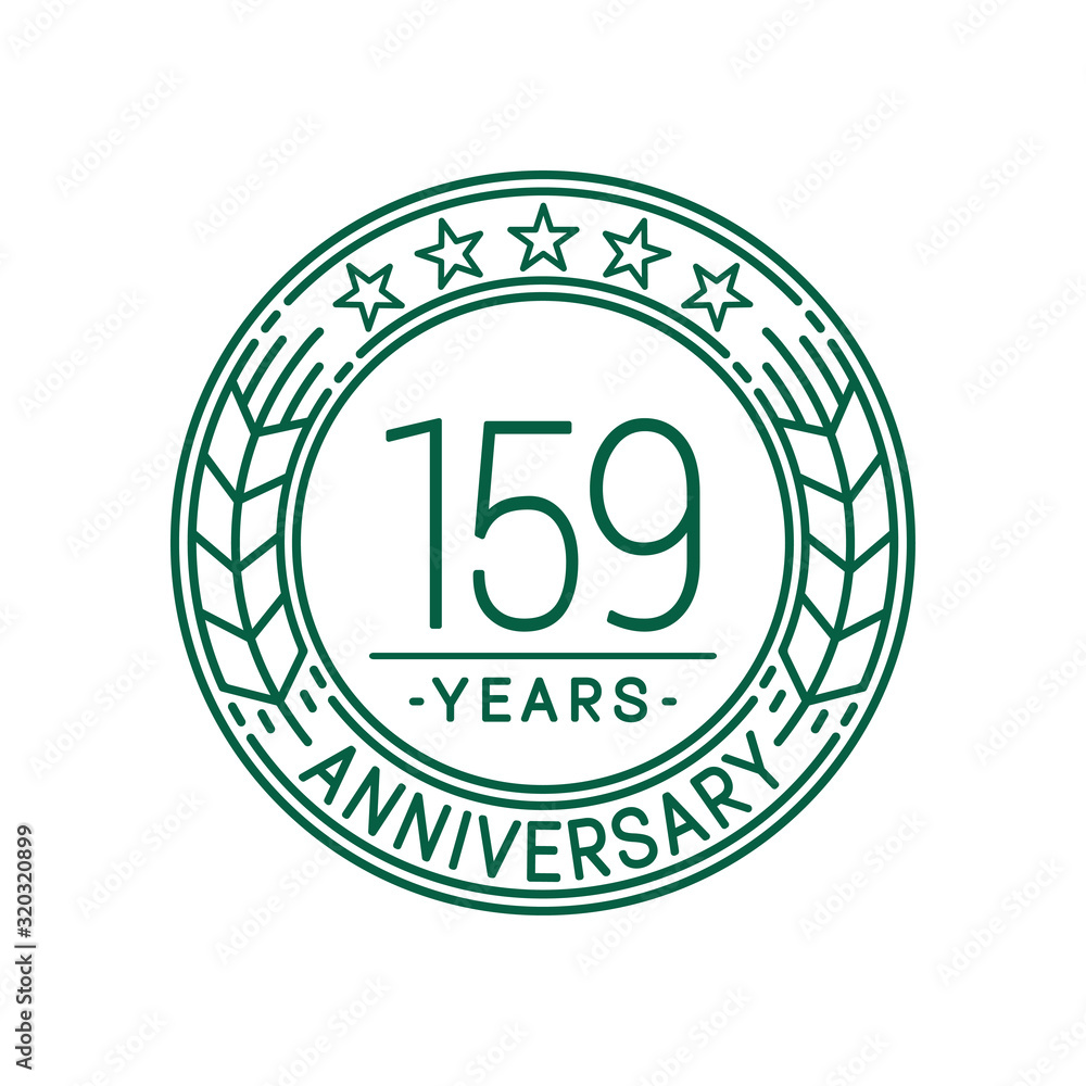 159 years anniversary celebration logo template. Line art vector and illustration.