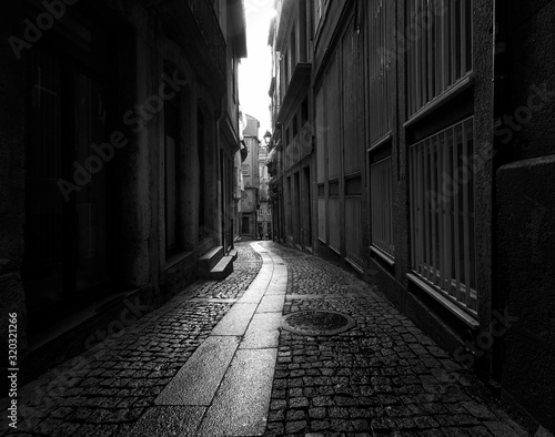 Walks in old Porto in early spring. Portugal. black and white