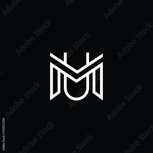 Outstanding professional elegant trendy awesome artistic black and white color MU UM initial based Alphabet icon logo.