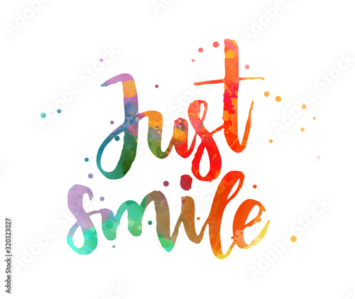 Just smile watercolor lettering