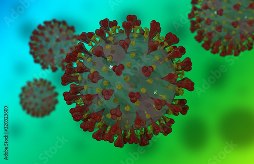 Artistic 3D rendered illustration of Corona virous 2019-nCoV