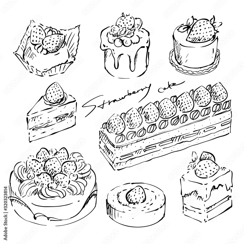 苺ケーキのイラスト Stock Vector Adobe Stock