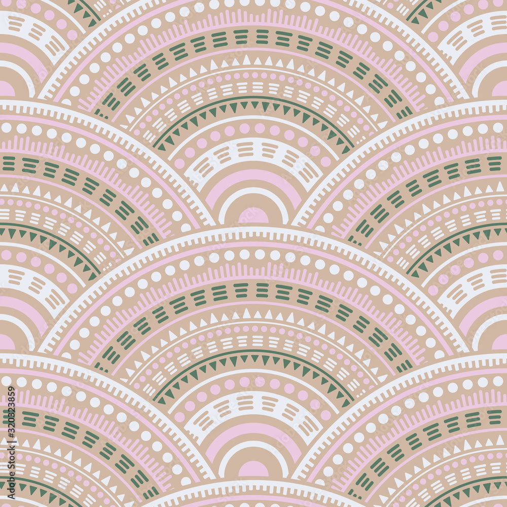Ethnic circle shapes seamless geometric pattern. Ethnic circle shapes seamless geometric pattern.