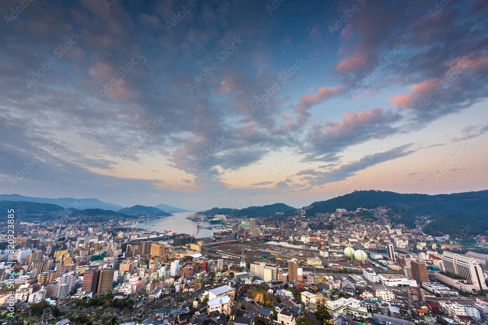 Nagasaki, Japan Cityscape at Dusk