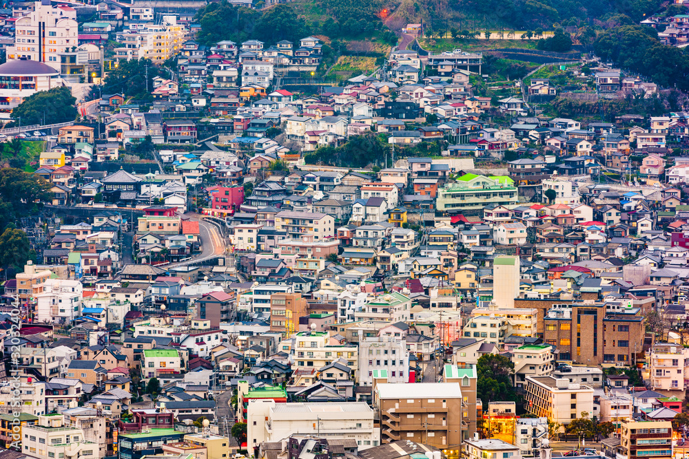 Nagasaki, Japan Cityscape at Dusk