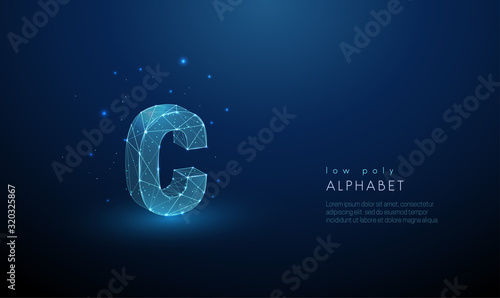 Abstract letter C. Low poly style design.