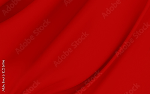 Background with 3D illustration luxury red silk velvet curtains.