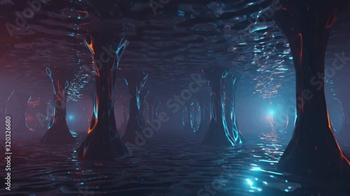 Sci Fi Futuristic Fantasy Strange Alien Structure, 3D rendering