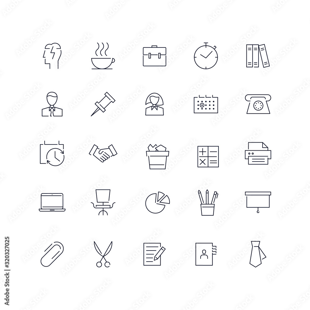  Line icons set. Office pack. Vector illustration.