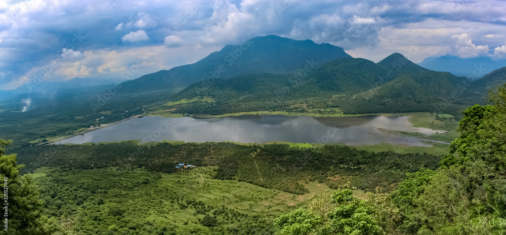 landscape with mountains and clouds