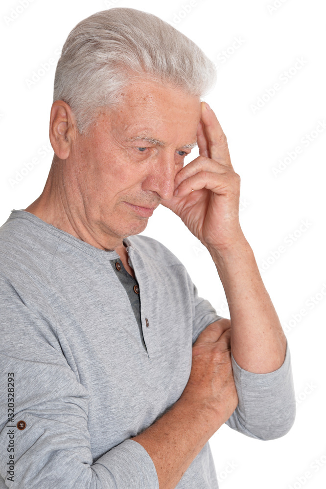 Close up portrait of thinking senior man Close up portrait of thinking senior man