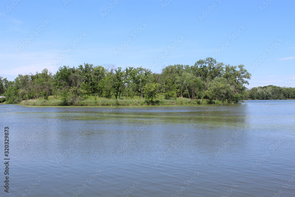 Skokie Lagoons in Winnetka, Illinois on a sunny summer day
