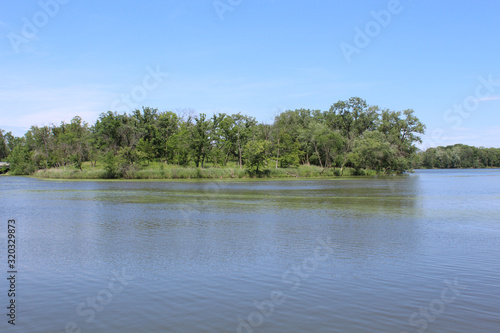 Skokie Lagoons in Winnetka  Illinois on a sunny summer day