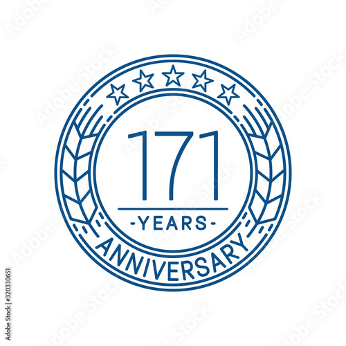 171 years anniversary celebration logo template. Line art vector and illustration.
