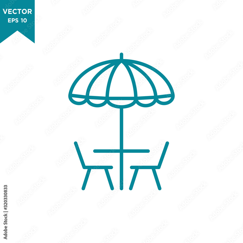 beach umbrella icon in trendy flat design
