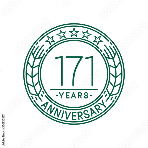 171 years anniversary celebration logo template. Line art vector and illustration.