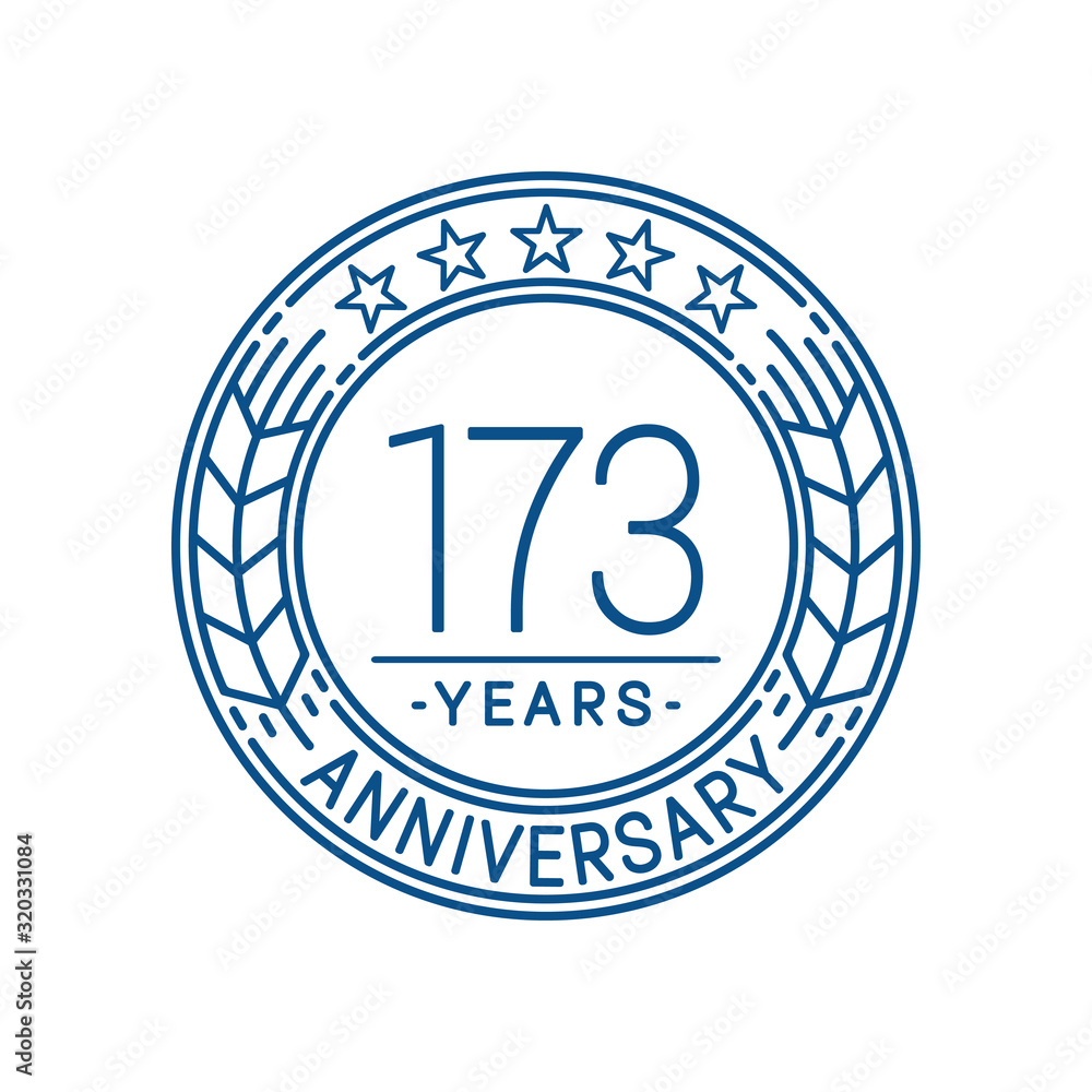 173 years anniversary celebration logo template. Line art vector and illustration.