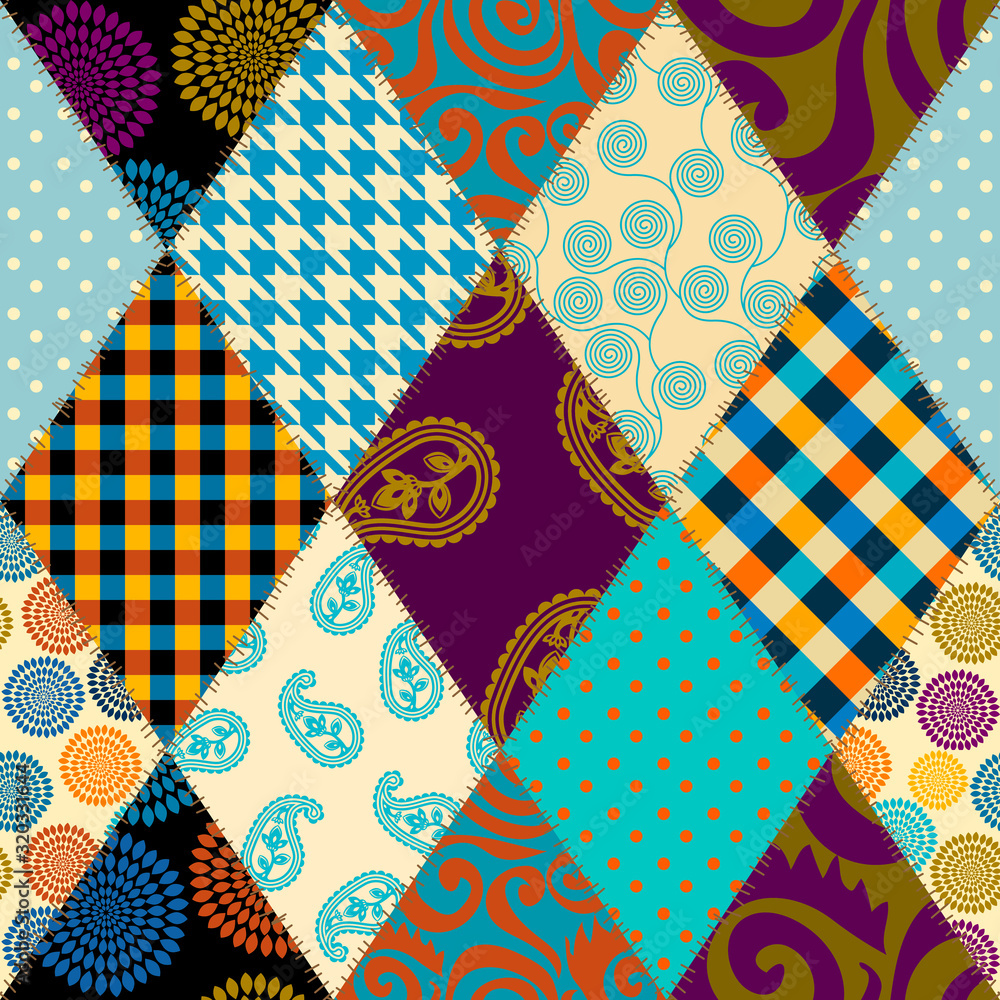 Obraz premium Patchwork textile pattern. Seamless quilting design background.