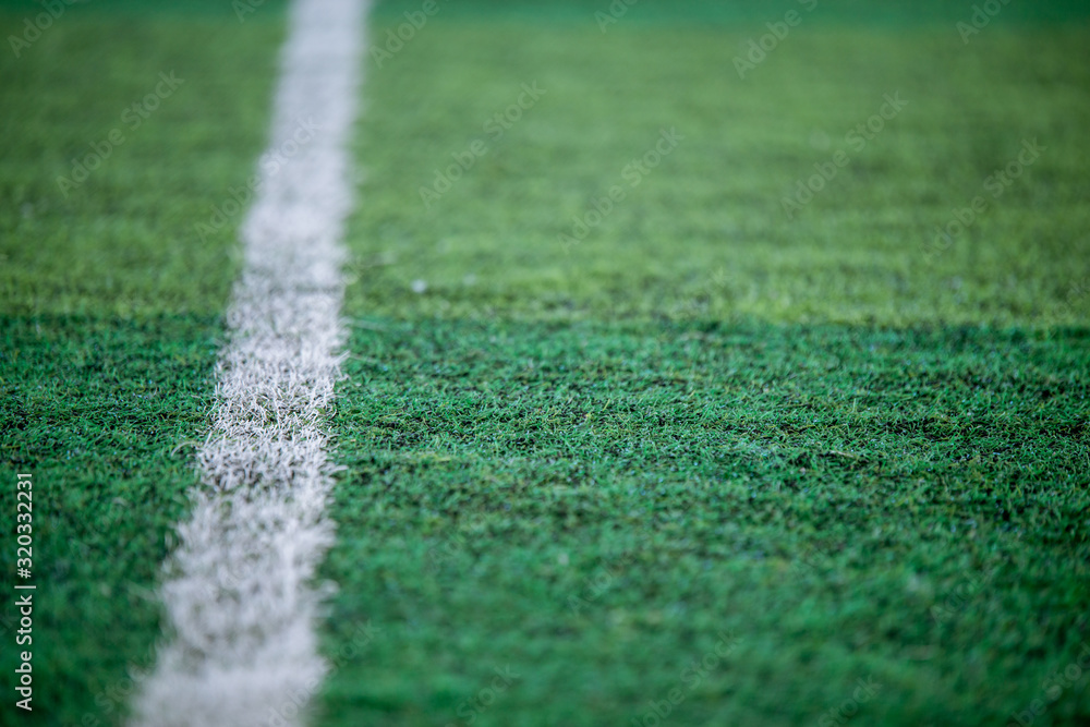 Football field with white line