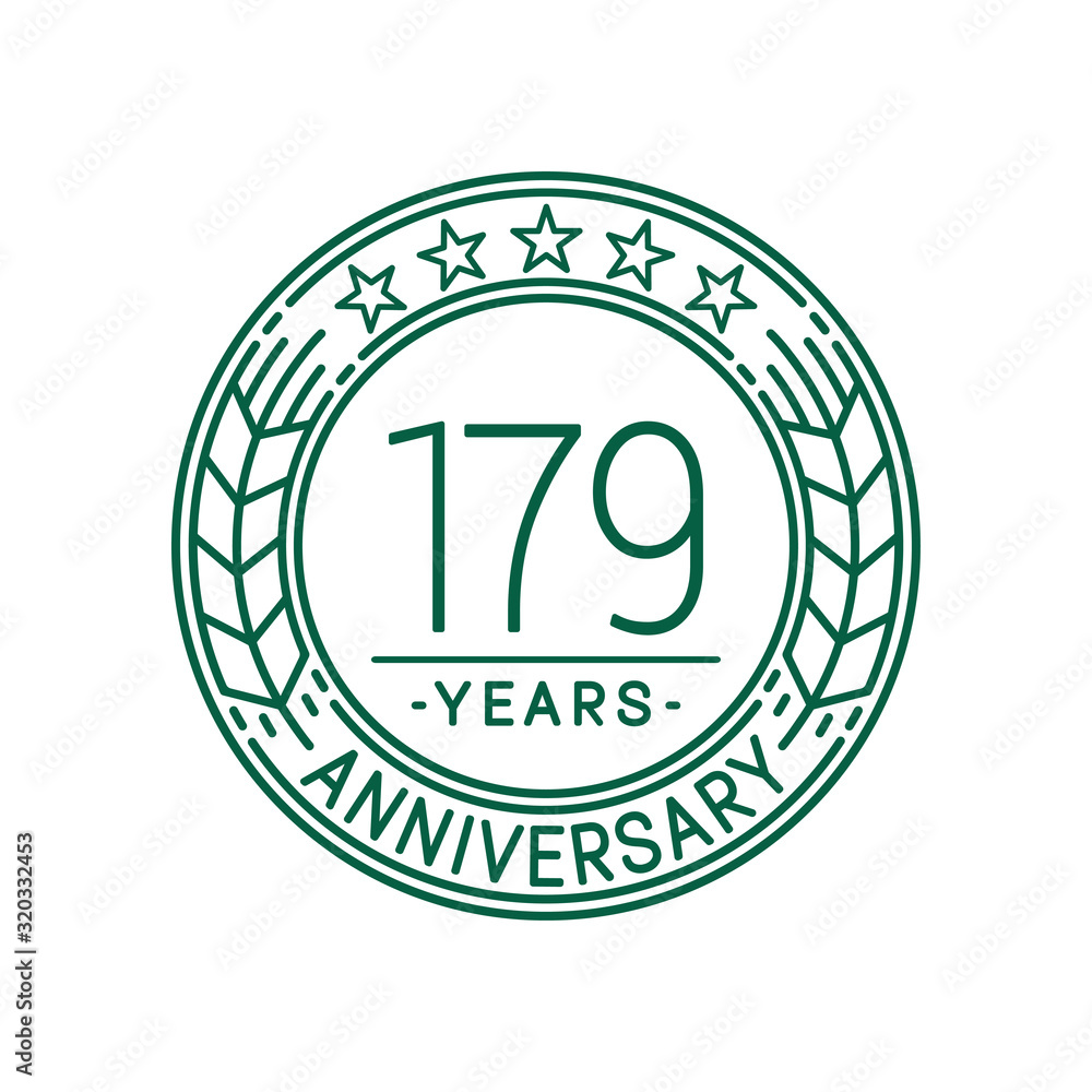 179 years anniversary celebration logo template. Line art vector and illustration.