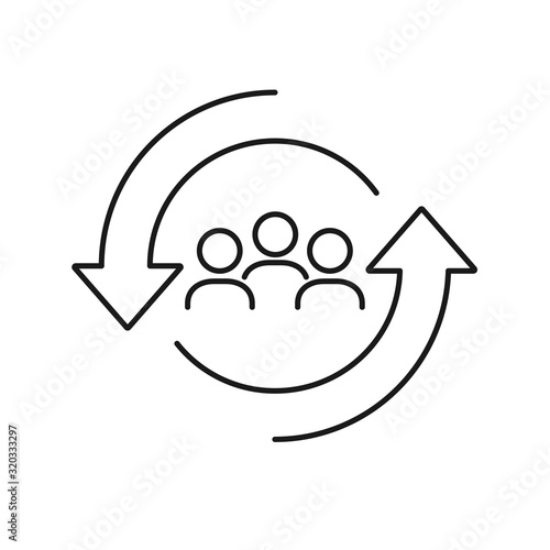 Personnel change line icon. People in round cycle symbol. Human resource concept. Vector illustration can be used for topics like rotation, HR, personnel, management