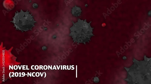 Coronavirus nCoV virus particles spreading in the body animated. Animation of Wuhan virus. Epidemic in China. Wuhan coronavirus new year. photo