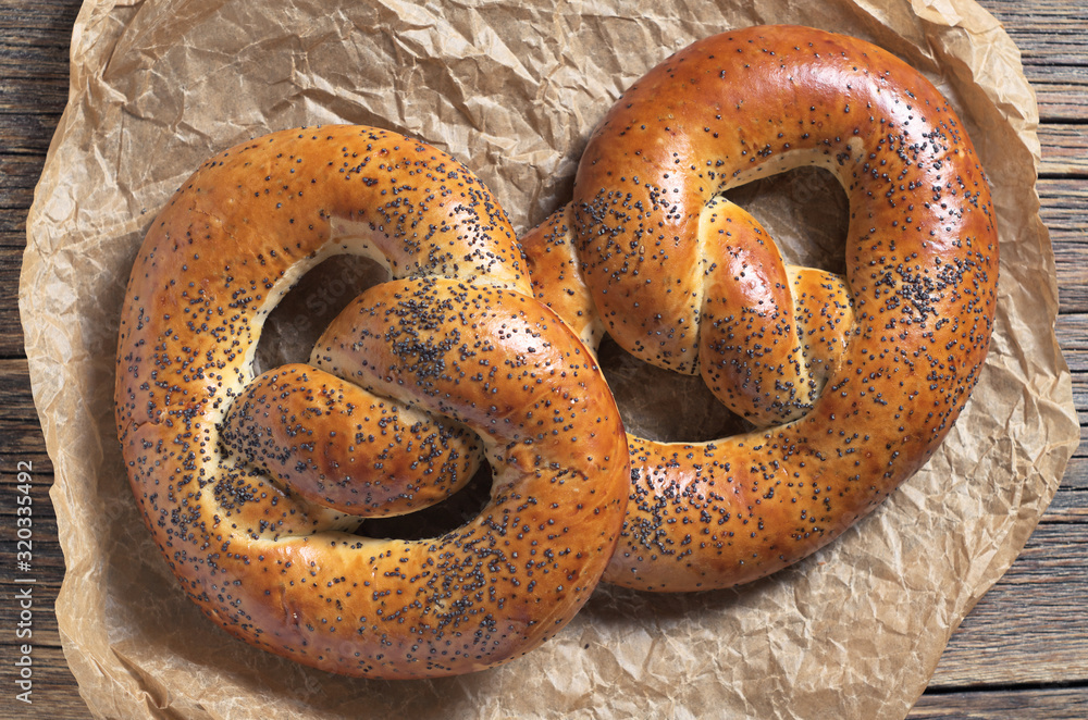 Two pretzels with poppy Two pretzels with poppy