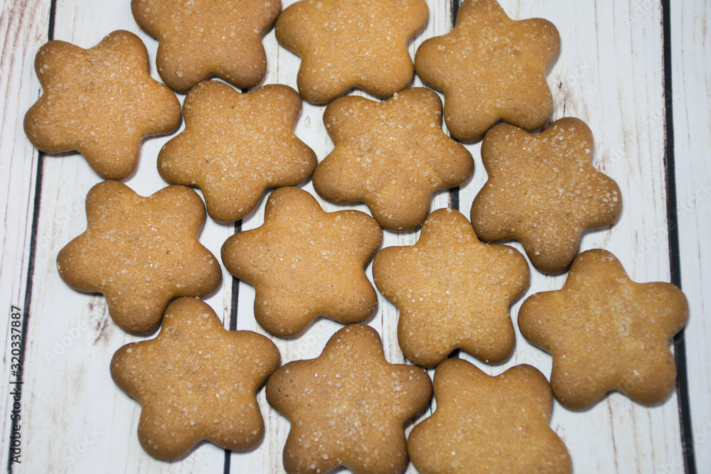 gingerbread cookies on white background