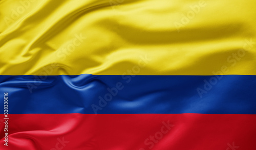 Waving national flag of Colombia