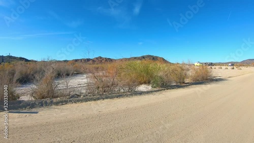 POV driving on dirt road past campground at Mittry Lake - Yuma Arizona
