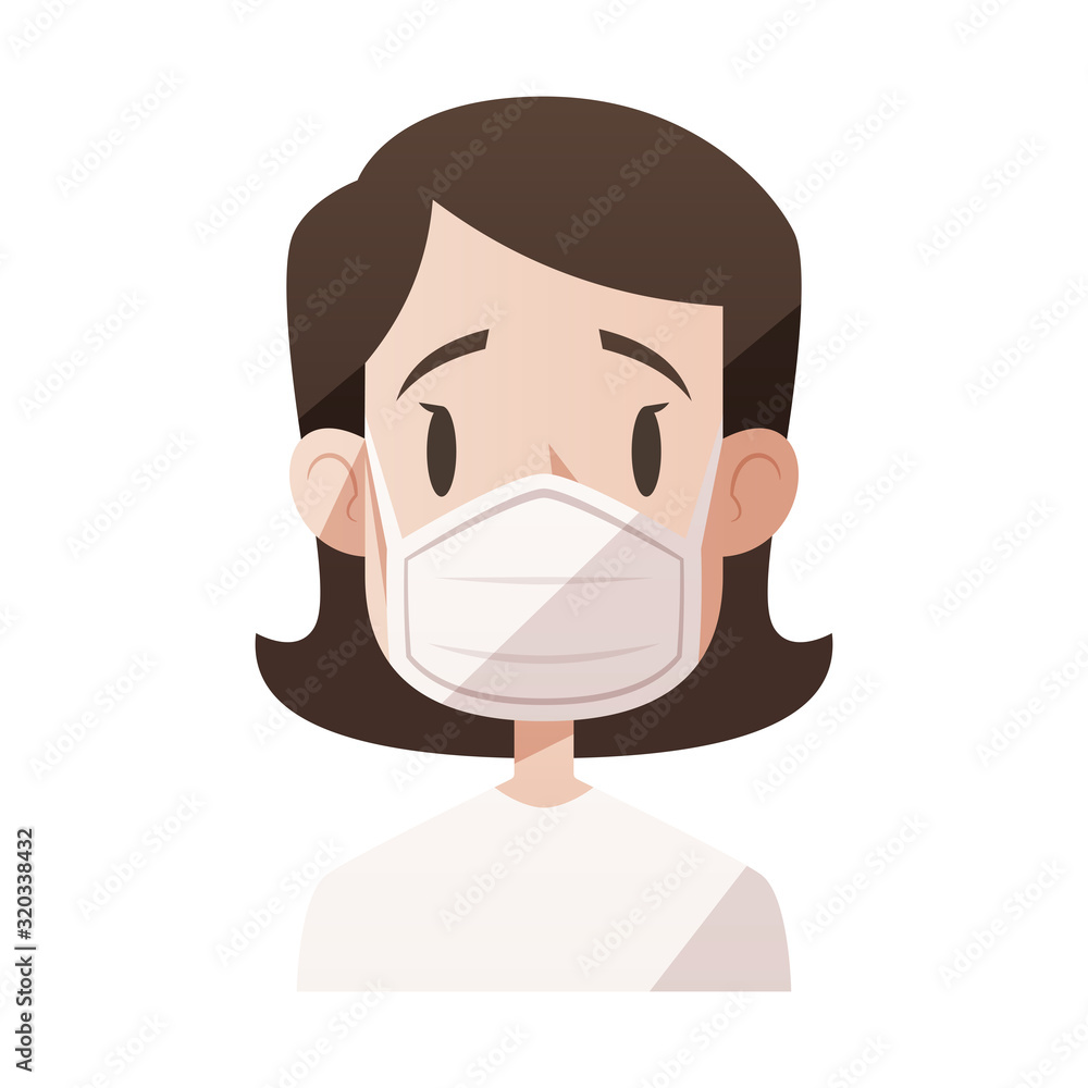 Woman wearing face mask against virus or pollution