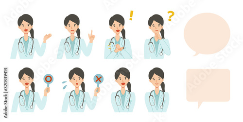 Businesswoman character in different poses set vector illustration
