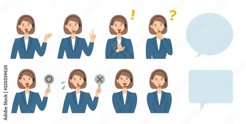 Businesswoman character in different poses set vector illustration Businesswoman character in different poses set vector illustration