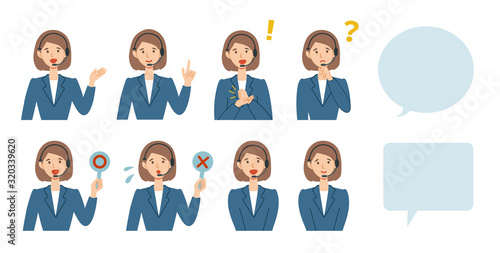 Businesswoman character in different poses set vector illustration