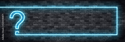Vector realistic isolated neon sign of Question frame logo for template decoration and layout covering on the wall background. Concept of quiz and FAQ.