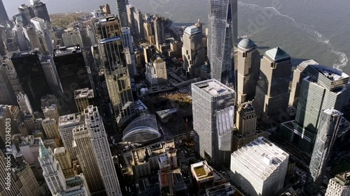 New York Financial District Helicopter Aerial