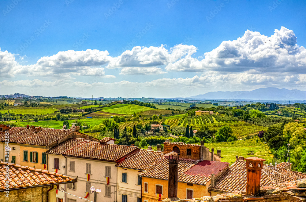 landscape from Leornardo Da Vinci's birthplace in tuscany