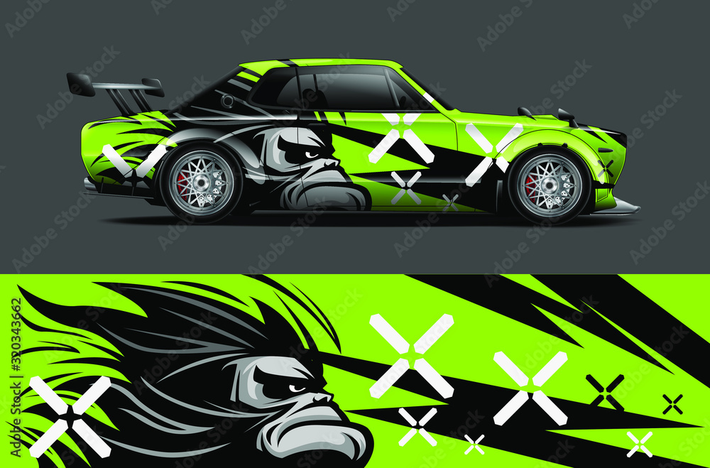 Car wrap decal design vector. abstract Graphic background kit designs for  vehicle, race car, rally, livery, sport car Stock Vector