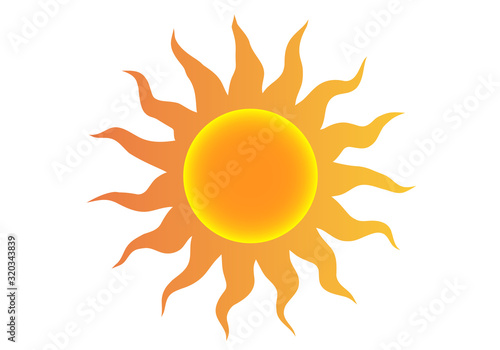 Dibujo de un sol naranja sobre fondo blanco.