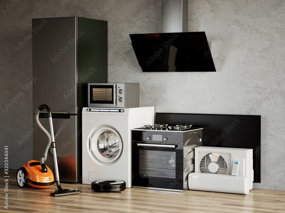 Home appliances. 3d rendering illustration - obrazy, fototapety, plakaty 