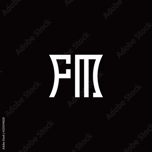 FM monogram logo with curved side style design template
