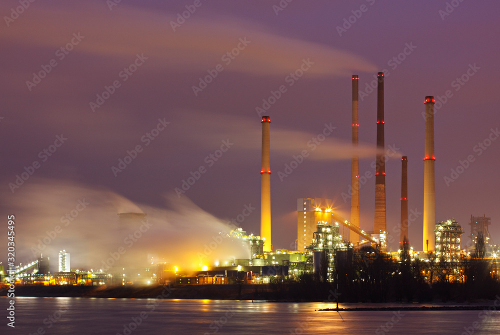 Steaming Industry At Night